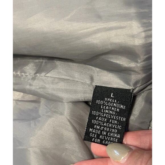 NWT DOLLHOUSE Sz Large Bomber Jacket Gray Genuine Leather Suede Faux Fur Hoodie - Picture 12 of 16